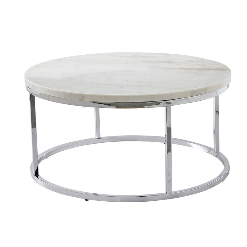 Table basse ronde plateau marbre blanc