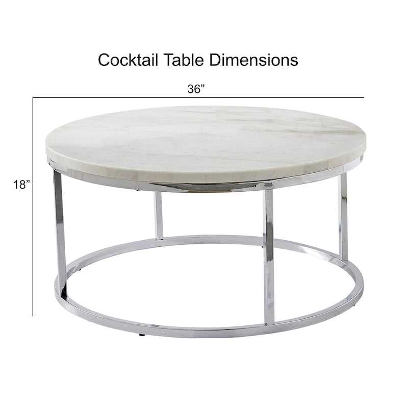 Table basse ronde plateau marbre blanc