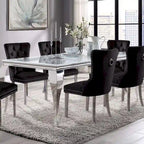 Table à manger Glam avec plateau en verre et pieds chromés de 79 pouces