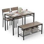 Table à manger de cuisine 4 pièces avec 2 chaises et un banc pour petit espace