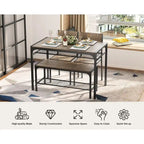 Table à manger de cuisine 4 pièces avec 2 chaises et un banc pour petit espace