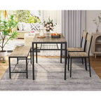 Table à manger de cuisine 4 pièces avec 2 chaises et un banc pour petit espace