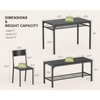 Table à manger de cuisine 4 pièces avec 2 chaises et un banc pour petit espace