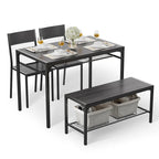 Table à manger de cuisine 4 pièces avec 2 chaises et un banc pour petit espace