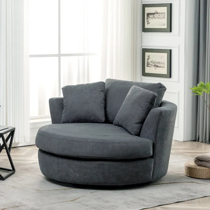 Fauteuil pivotant rond et élégant de 54 pouces, une place et demie