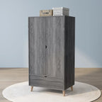 Armoire-penderie minimaliste moderne du milieu du siècle à 1 tiroir gris vieilli par