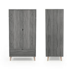 Armoire-penderie minimaliste moderne du milieu du siècle à 1 tiroir gris vieilli par