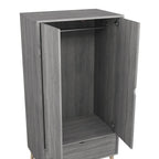 Armoire-penderie minimaliste moderne du milieu du siècle à 1 tiroir gris vieilli par