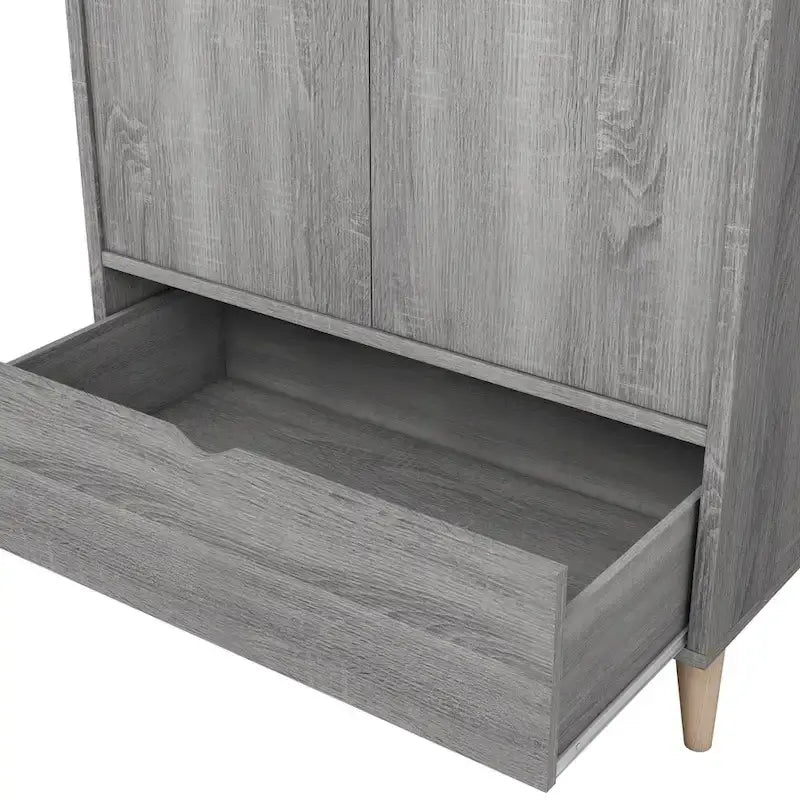 Armoire-penderie minimaliste moderne du milieu du siècle à 1 tiroir gris vieilli par