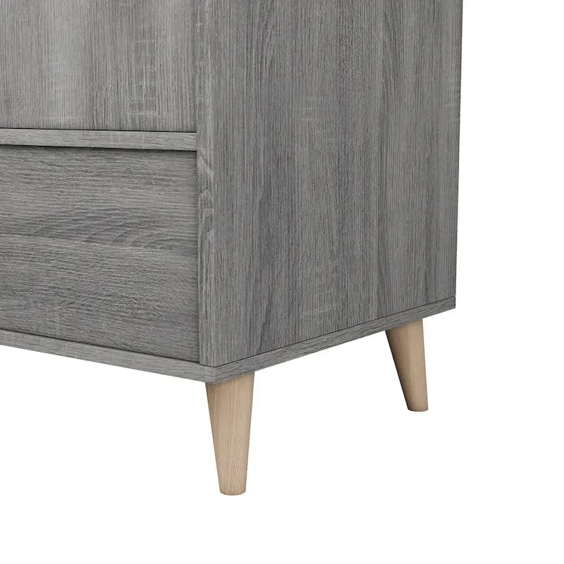 Armoire-penderie minimaliste moderne du milieu du siècle à 1 tiroir gris vieilli par