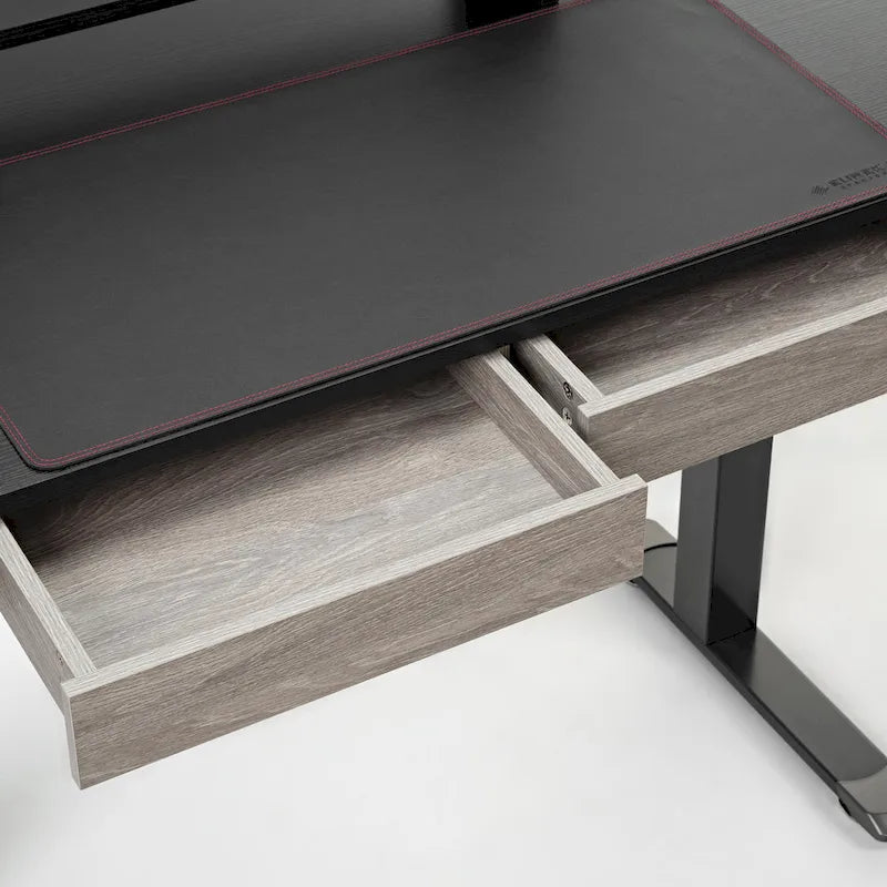 Bureau Debout Électrique Réglable en Hauteur avec 2 Tiroirs et Support Moniteur pour Bureau à Domicile
