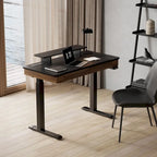 Bureau Debout Électrique Réglable en Hauteur avec 2 Tiroirs et Support Moniteur pour Bureau à Domicile