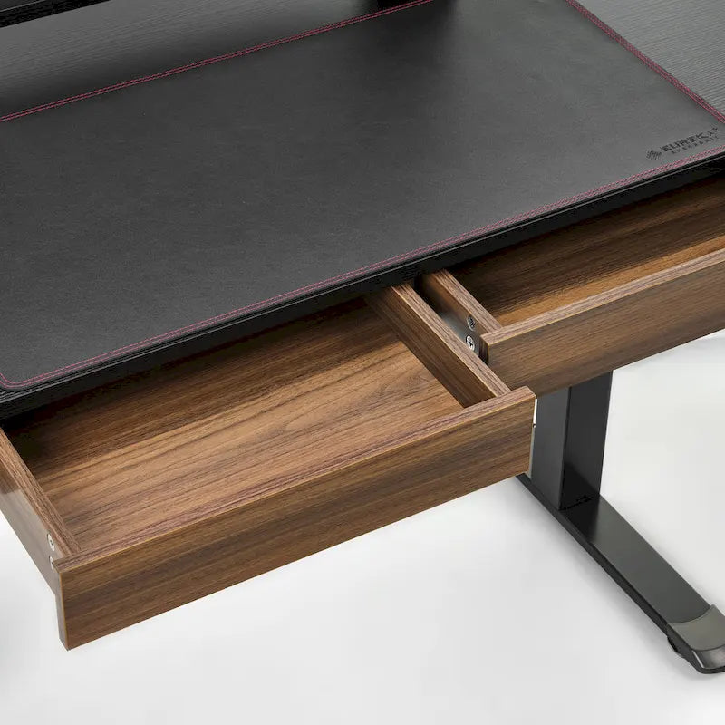 Bureau Debout Électrique Réglable en Hauteur avec 2 Tiroirs et Support Moniteur pour Bureau à Domicile