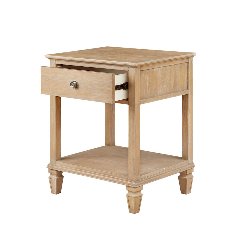 Table de chevet en bois clair naturel