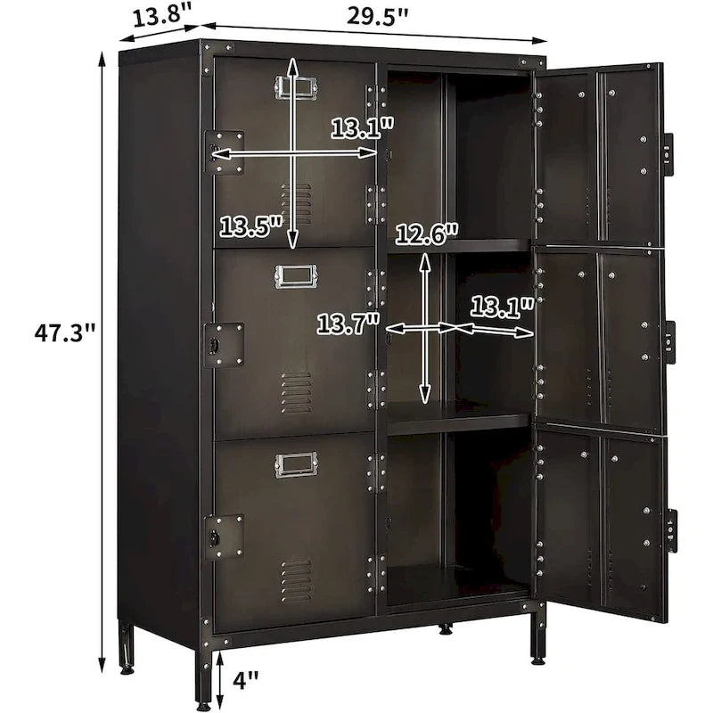Armoire de rangement métallique à 6 portes