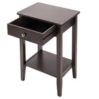 Table d'appoint à 2 niveaux et 1 tiroir marron