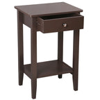 Table d'appoint à 2 niveaux et 1 tiroir marron