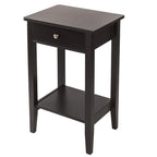 Table d'appoint à 2 niveaux et 1 tiroir marron