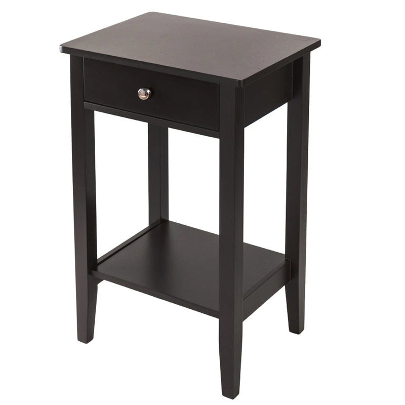 Table d'appoint à 2 niveaux et 1 tiroir marron