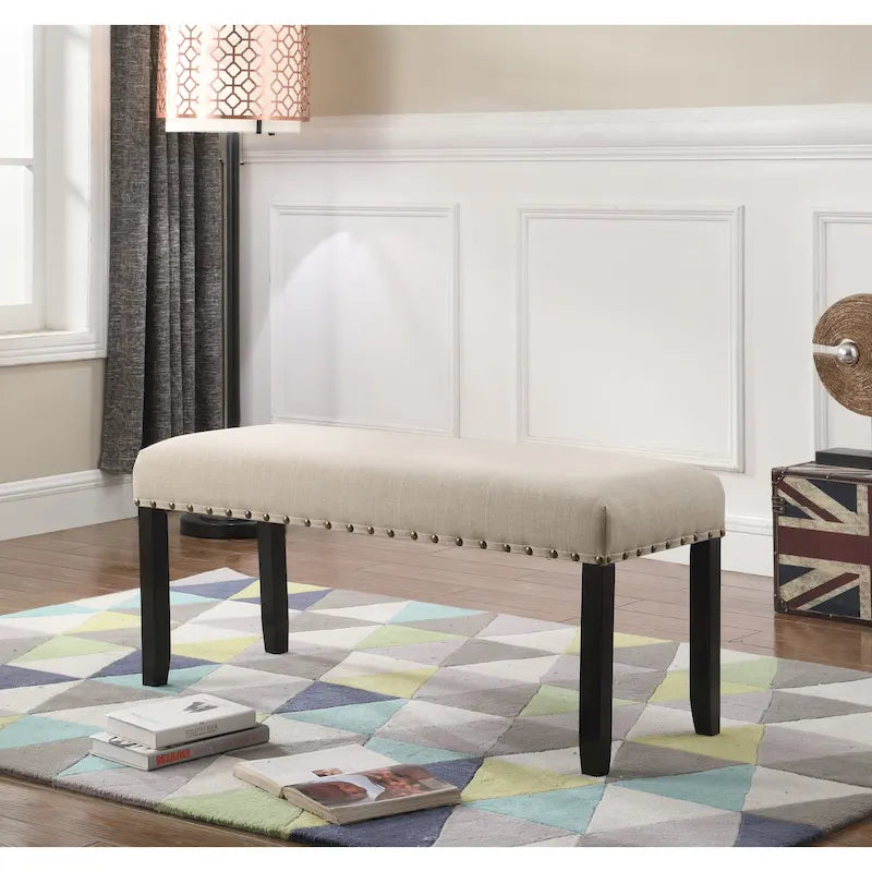 Banc de salle à manger en tissu avec clous décoratifs