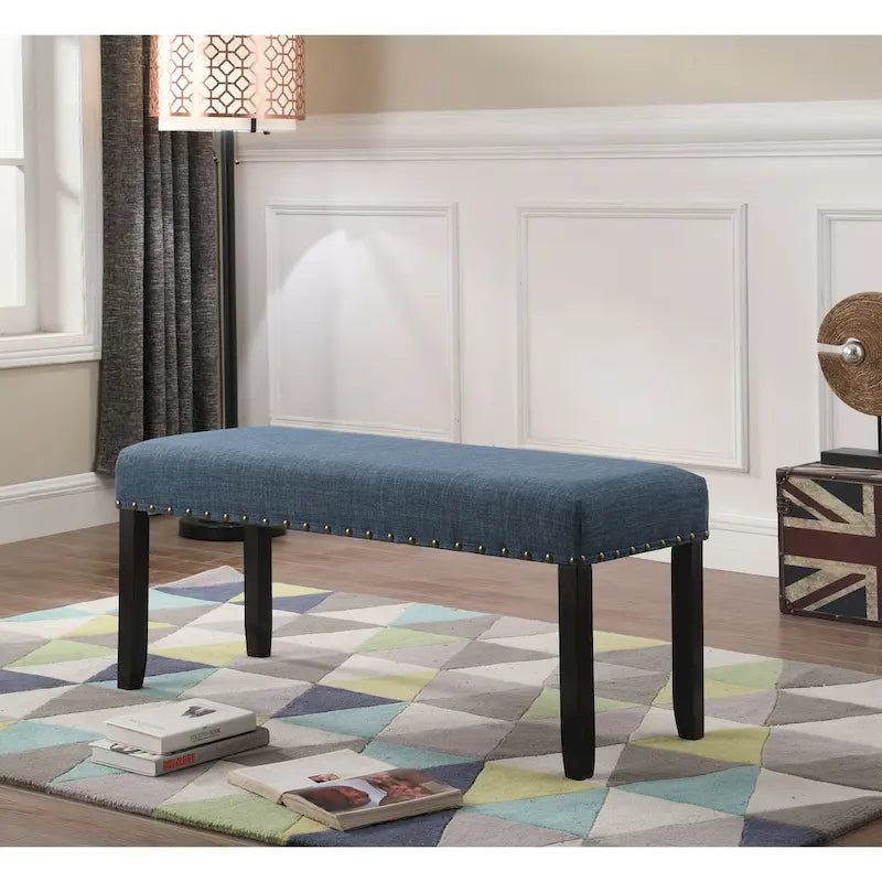 Banc de salle à manger en tissu avec clous décoratifs