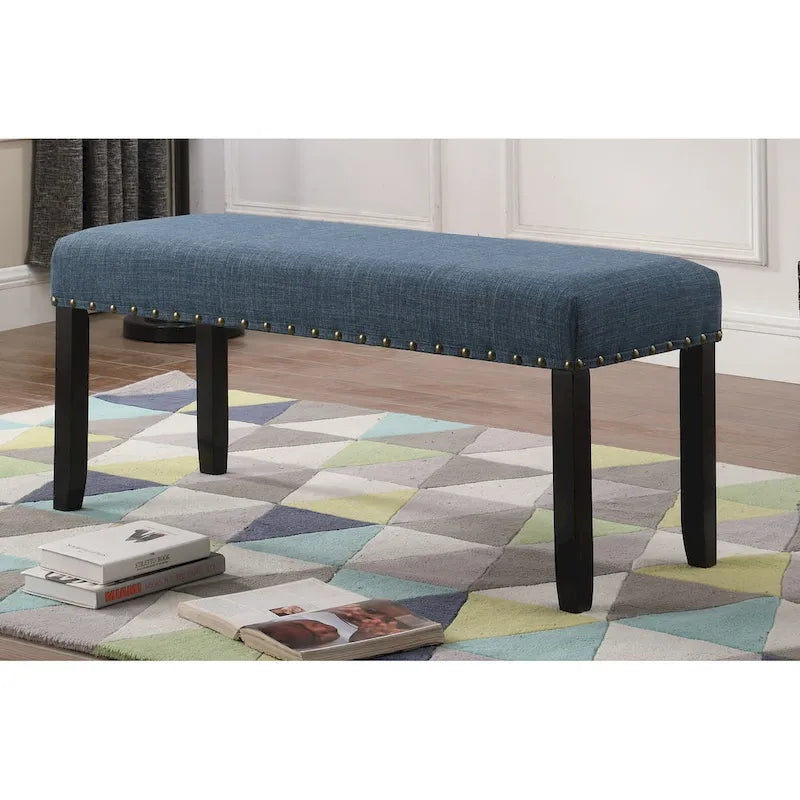 Banc de salle à manger en tissu avec clous décoratifs