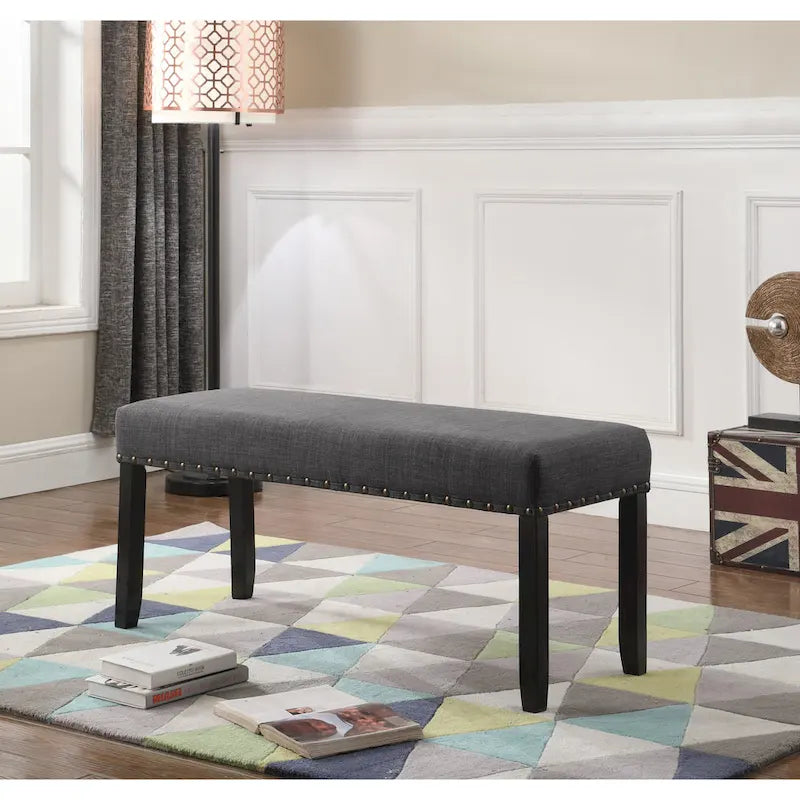 Banc de salle à manger en tissu avec clous décoratifs
