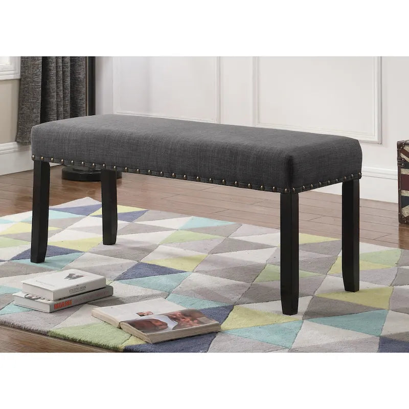 Banc de salle à manger en tissu avec clous décoratifs