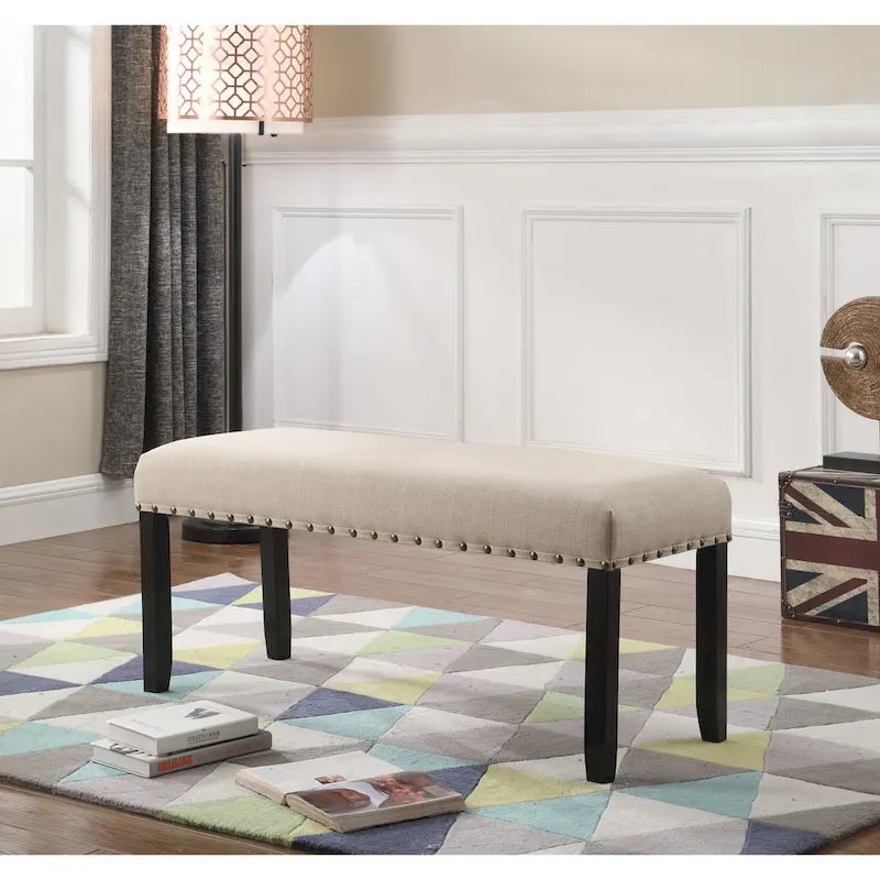 Banc de salle à manger en tissu avec clous décoratifs
