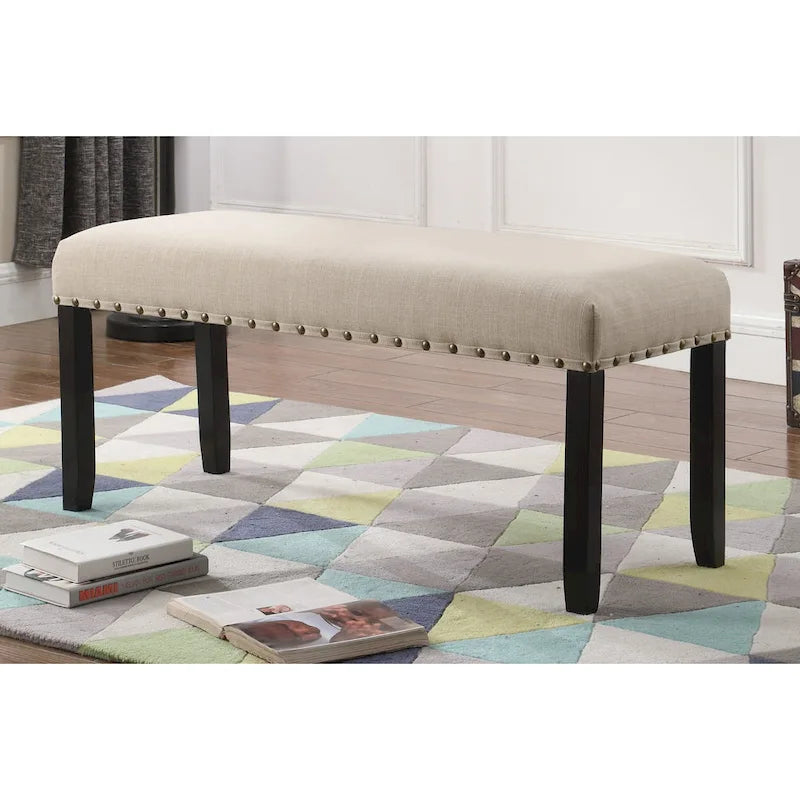 Banc de salle à manger en tissu avec clous décoratifs