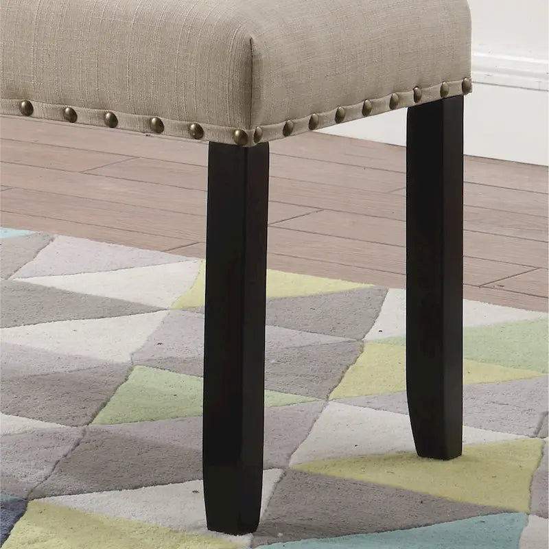 Banc de salle à manger en tissu avec clous décoratifs