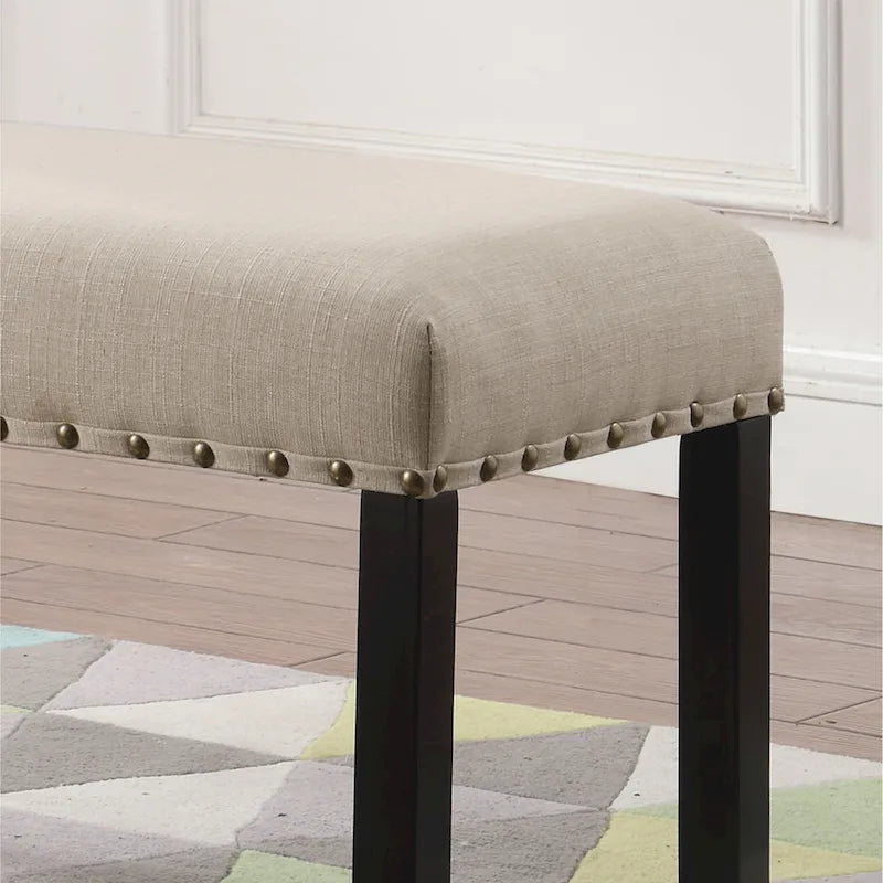 Banc de salle à manger en tissu avec clous décoratifs