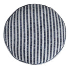 Pouf rond rayé bleu et blanc de 18 po