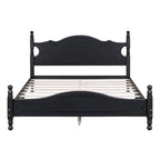 Lit plateforme en bois Queen Size, style rétro avec support à lattes en bois