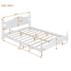 Lit plateforme en bois Queen Size, style rétro avec support à lattes en bois