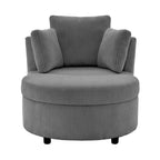 Fauteuil d'appoint en velours côtelé, fauteuil baquet avec pouf et coussins de dossier pour salon