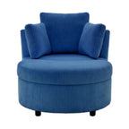 Fauteuil d'appoint en velours côtelé, fauteuil baquet avec pouf et coussins de dossier pour salon