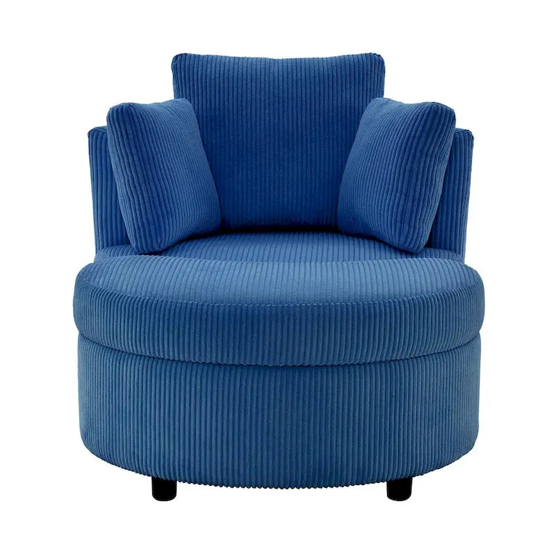 Fauteuil d'appoint en velours côtelé, fauteuil baquet avec pouf et coussins de dossier pour salon