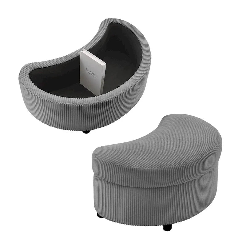 Fauteuil d'appoint en velours côtelé, fauteuil baquet avec pouf et coussins de dossier pour salon