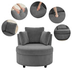 Fauteuil d'appoint en velours côtelé, fauteuil baquet avec pouf et coussins de dossier pour salon
