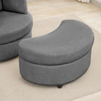 Fauteuil d'appoint en velours côtelé, fauteuil baquet avec pouf et coussins de dossier pour salon