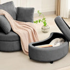 Fauteuil d'appoint en velours côtelé, fauteuil baquet avec pouf et coussins de dossier pour salon