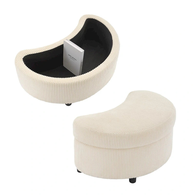 Fauteuil d'appoint en velours côtelé, fauteuil baquet avec pouf et coussins de dossier pour salon
