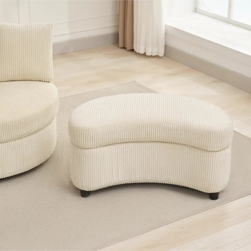 Fauteuil d'appoint en velours côtelé, fauteuil baquet avec pouf et coussins de dossier pour salon