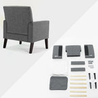 Fauteuil d'appoint capitonné moderne du milieu du siècle avec pieds en noyer et lin – 29,53 H X 30 L X 33,07 P