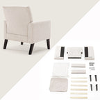 Fauteuil d'appoint capitonné moderne du milieu du siècle avec pieds en noyer et lin – 29,53 H X 30 L X 33,07 P