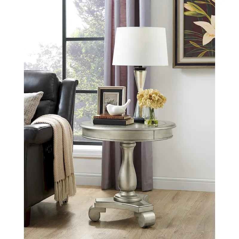 Table d'appoint piédestal en bois rond