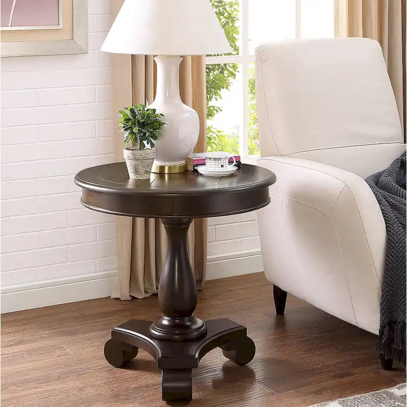 Table d'appoint piédestal en bois rond