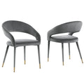 Chaise de salle à manger contemporaine en similicuir avec accent doré (lot de 2)