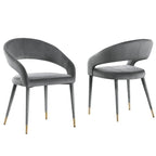 Chaise de salle à manger contemporaine en similicuir avec accent doré (lot de 2)